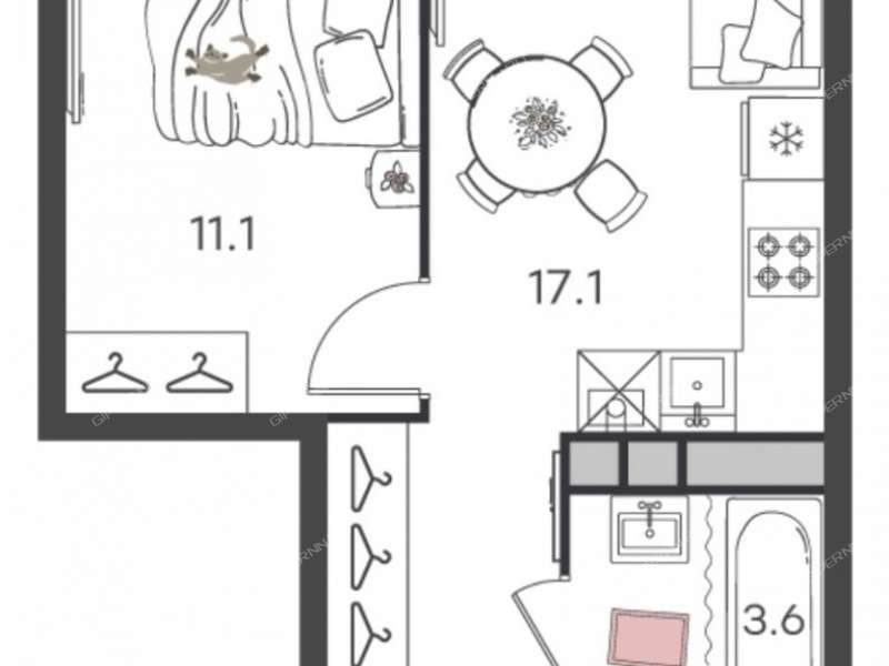 однокомнатная квартира в новостройке на Микрорайон "Новая Жизнь", дом 22 посёлок Культура